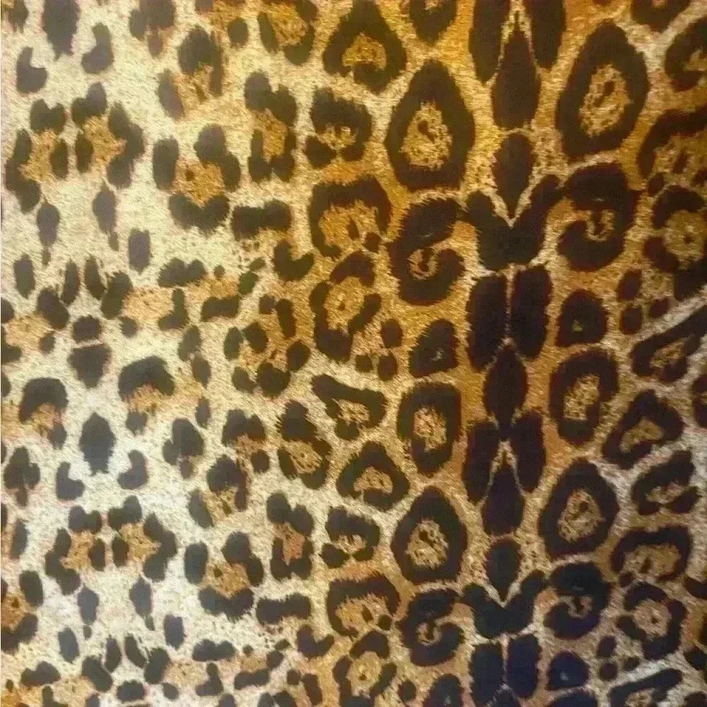 Yincra Cheetah print swimsuit cover up boxy square cut with black fringe size SM